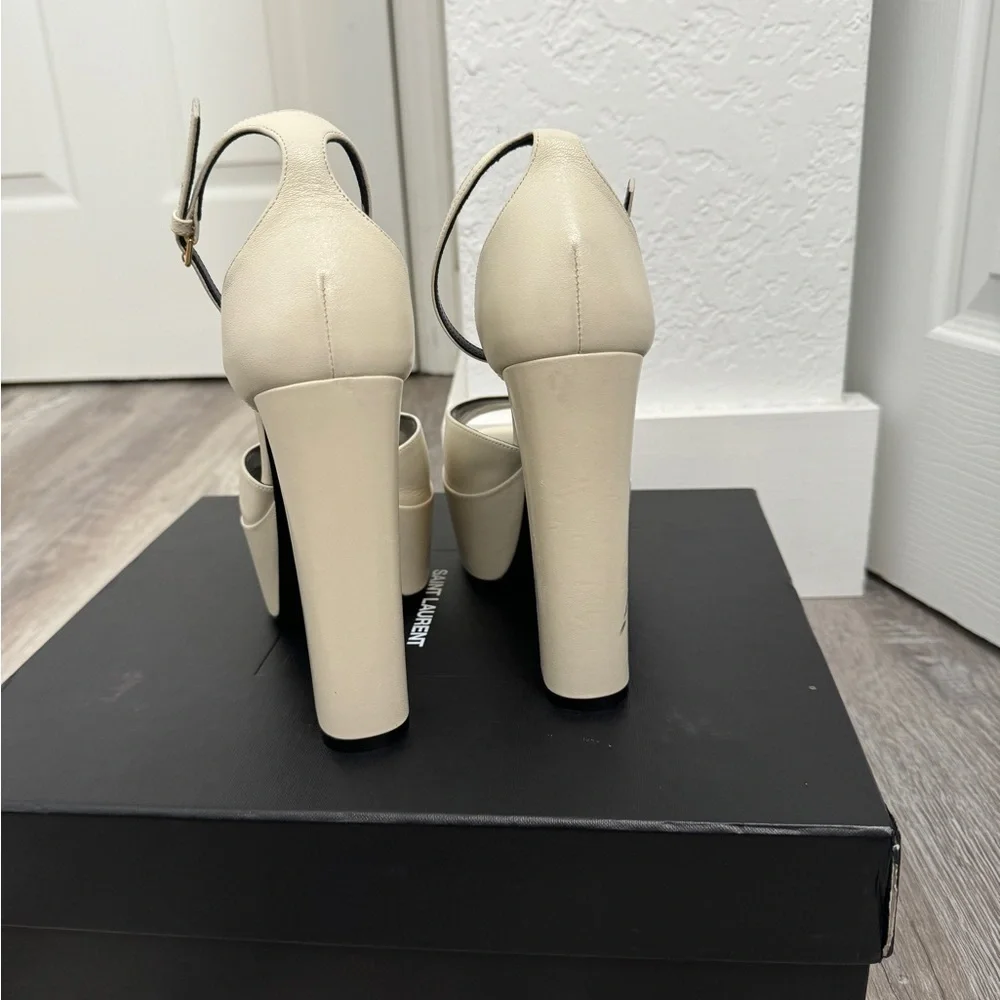 Saint Laurent Jodie Platform Sandals In Smooth Leather